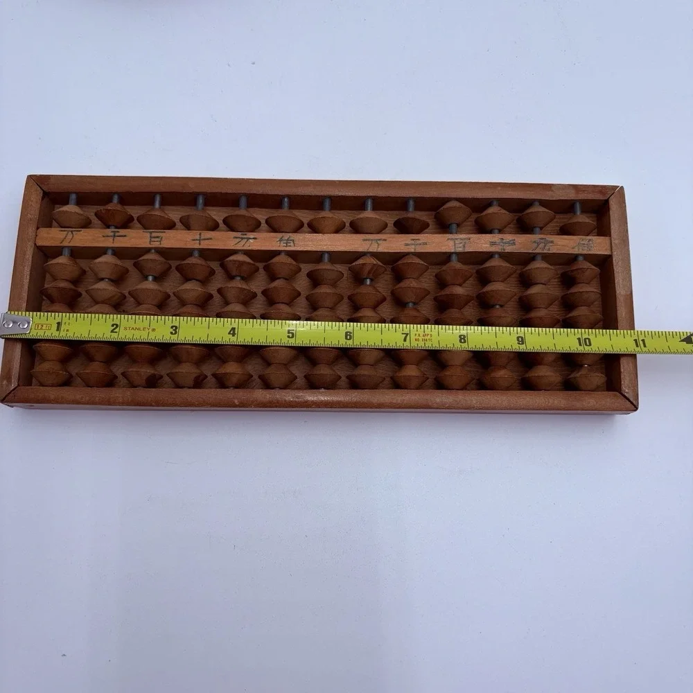 Vintage Japanese Soroban Abacus Carved Wood 15 Rows 90‎ Beads 1/6 Combo Math